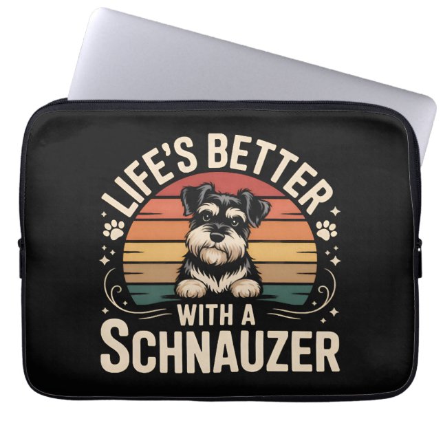 Capa Para Notebook A Vida é Melhor Com Um Schnauzer (Frente)