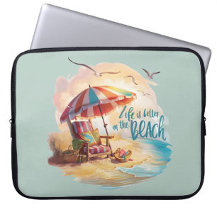 Capa Para Notebook A vida é melhor na estética da costa da praia