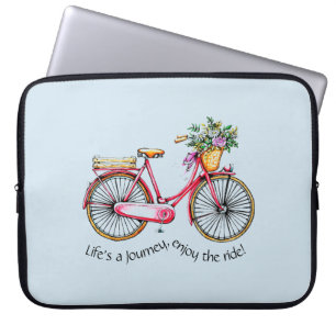 Capa Para Notebook A vida é uma jornada, aproveite a bicicleta da Flo