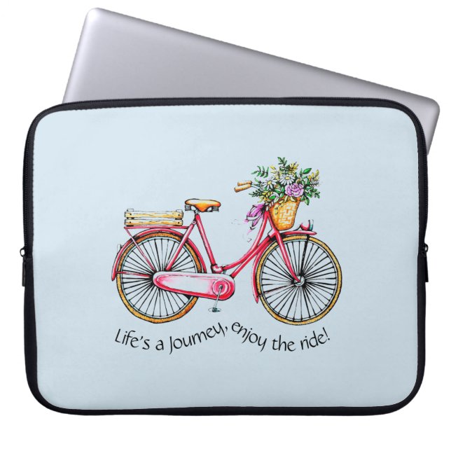 Capa Para Notebook A vida é uma jornada, aproveite a bicicleta da Flo (Frente)