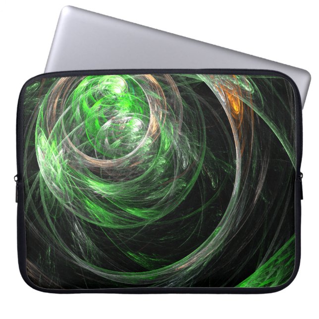 Capa Para Notebook À volta da Bolsa de laptop de Arte Abstrato Verde  (Frente)