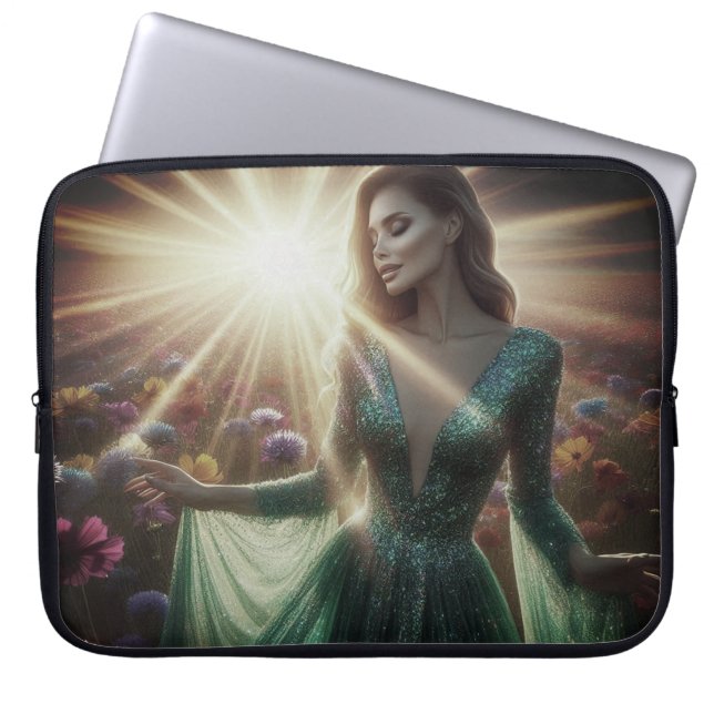 Capa Para Notebook A Woman in the Green Dress Laptop Electronics Bag (Frente)