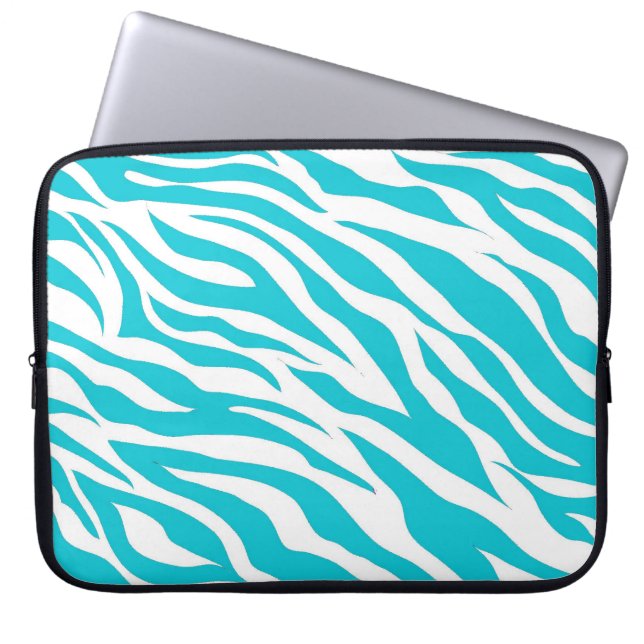 Capa Para Notebook A zebra branca da cerceta na moda listra (Frente)