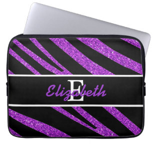CAPA PARA NOTEBOOK A ZEBRA PRETA CORAJOSA LISTRA O BRILHO ROXO