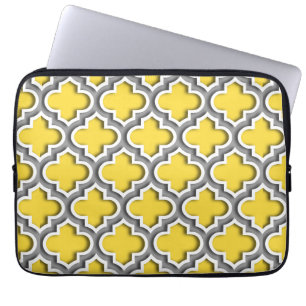 Capa Para Notebook Abacaxi Cinza Dk Branco Quatrefoil Marroquino #5DS