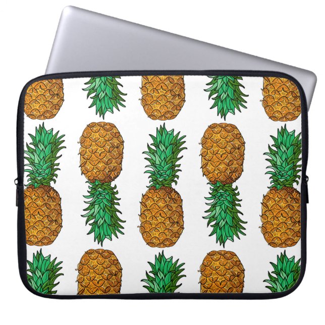 Capa Para Notebook Abacaxi com folhas. Padrão sem costura com tropi (Frente)