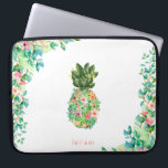 Capa Para Notebook Abacaxi da Ilha Botânica<br><div class="desc">Lindas flores botânicas de aquarela e forma de abacaxi foliar com cantos correspondentes,  bolsa de laptop personalizada.</div>
