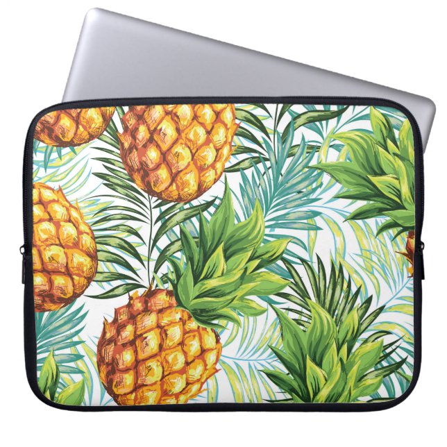 Capa Para Notebook Abacaxi: Padrão Floral Sem Costura. (Frente)