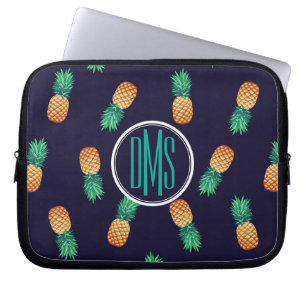 Capa Para Notebook Abacaxis no monograma do marinho