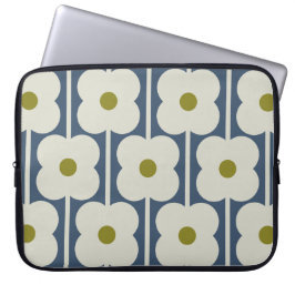 Capa Para Notebook Abacus Flor Linhado Eyelet Branco e Azul
