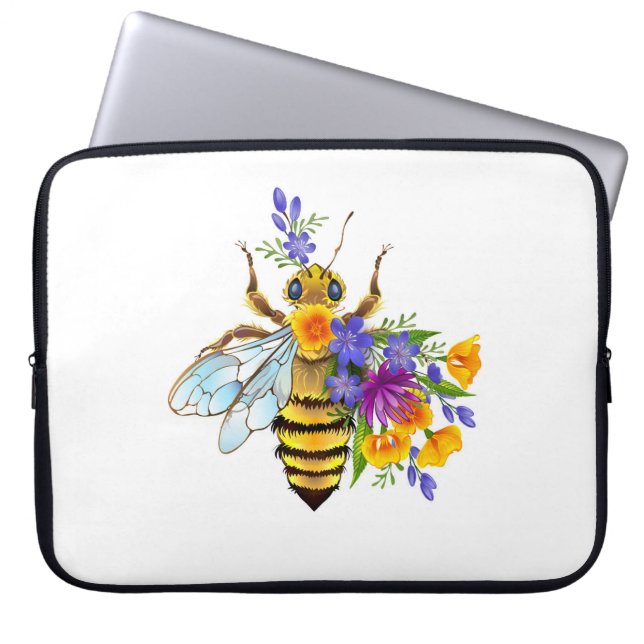 Capa Para Notebook Abeja flor com plantas silvestres (Frente)