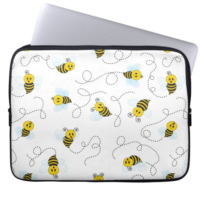 Capa Para Notebook Abeja Melífera Voadora Amarela Preta (Frente)