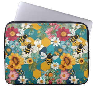 Capa Para Notebook Abejas y Florales Patrón de abeja flor