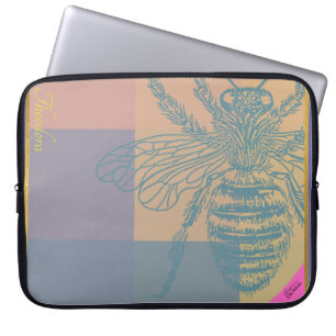 Capa Para Notebook Abelha Azul Ouro Moderna