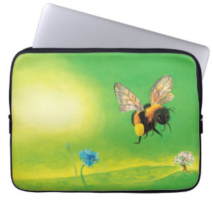 Capa Para Notebook Abelha-Bumble Voando sobre um Prado Flor