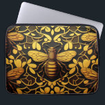Capa Para Notebook abelha de ouro abstrato. padrão de insetos florais<br><div class="desc">Abelhas de abstrato e padrão floral de ouro bolsa de laptop a amarelo preto.</div>