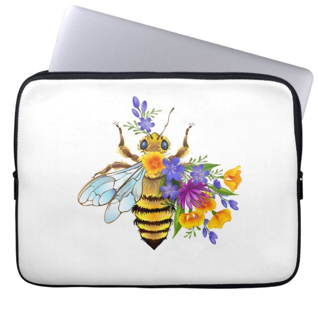 Capa Para Notebook Abelha flor com plantas silvestres (Frente)