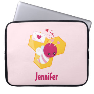 Capa Para Notebook Abelhas bonitas com Namorados cor-de-rosa