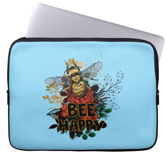 Capa Para Notebook Abelhas Coloridas Felizes e Flores (Frente)
