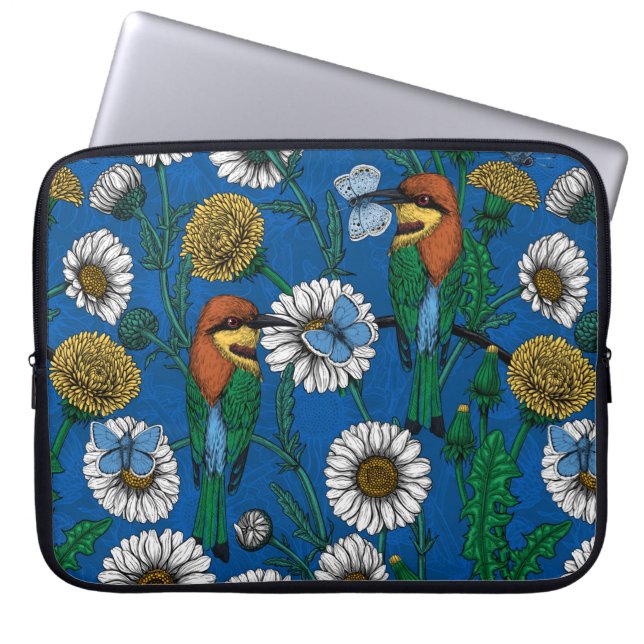 Capa Para Notebook Abelhas comem em azul (Frente)