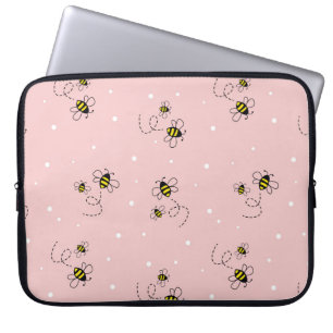 Capa Para Notebook Abelhas sem descontinuidades em fundo pastel. Vint