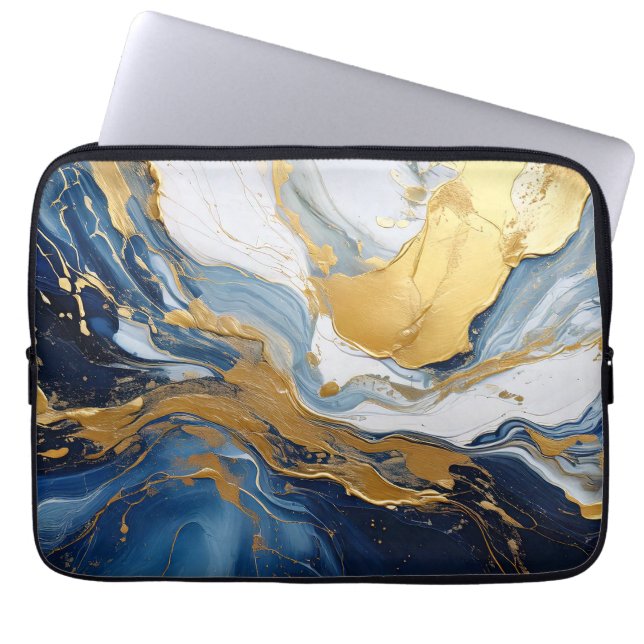 Capa Para Notebook Abertura em negrito de Dourado e Azul (Frente)