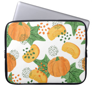 Capa Para Notebook Abóbora De Aquarela Vegetal: Laranja Sem Costura