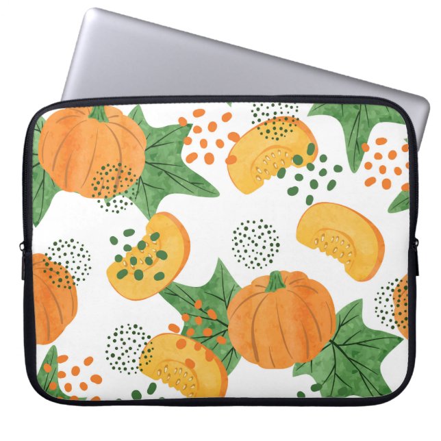 Capa Para Notebook Abóbora De Aquarela Vegetal: Laranja Sem Costura (Frente)