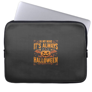 Capa Para Notebook Abóbora de Halloween sempre Morcego Vetor Design_1