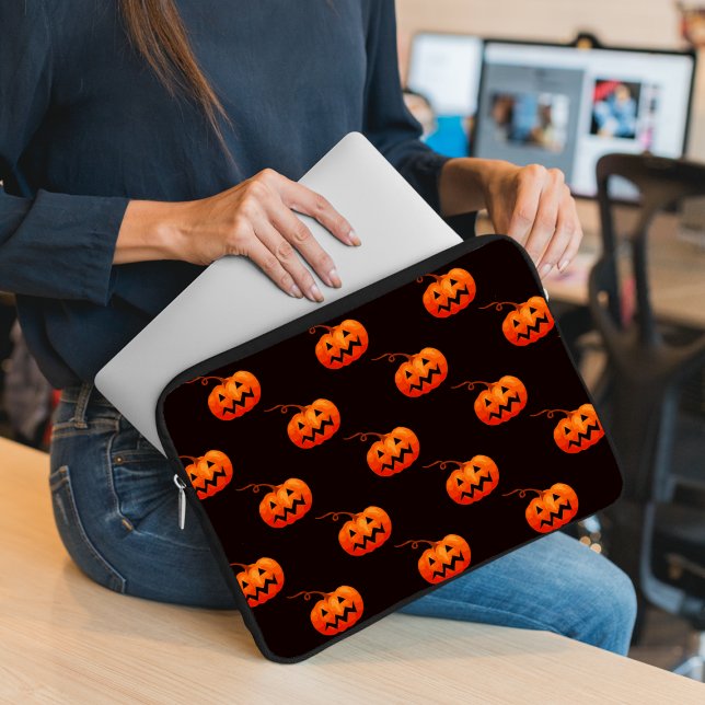 Capa Para Notebook Abóboras de Halloween, Abóboras Laranja, Truque ou (Criador carregado)