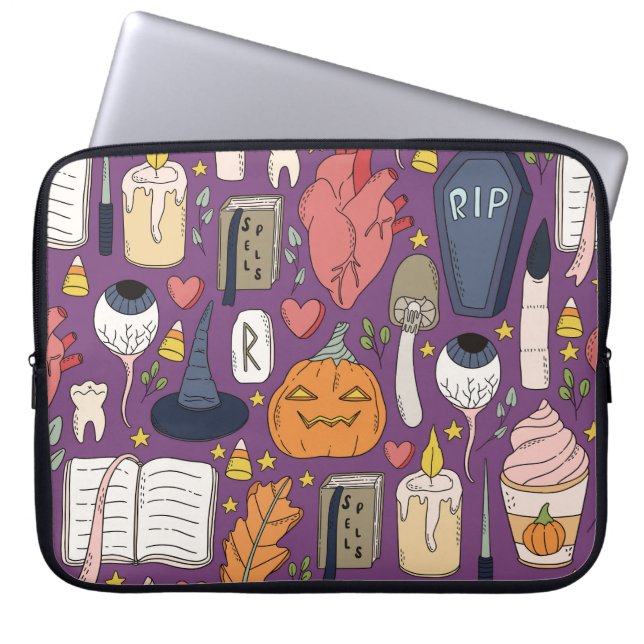 Capa Para Notebook Abóboras de Halloween, padrão sem soldadura. (Frente)