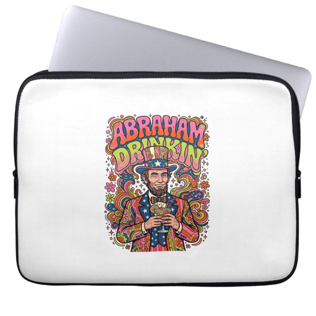 Capa Para Notebook Abraão Patriótico Bebendo Retro (Frente)