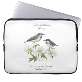 Capa Para Notebook Abril Mês da Flor Daisy Cerejou Aniversário