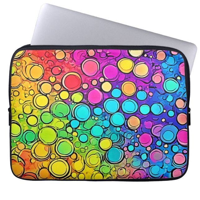 Capa Para Notebook Abstração de Bolha de Arco-Íris Vibrante (Frente)