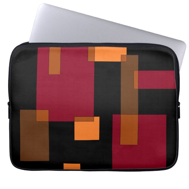Capa Para Notebook Abstração Geométrica Laranja Vermelho Preto (Frente)