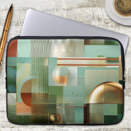 Capa Para Notebook Abstract Bauhaus Green Gold Laptop Sleeve