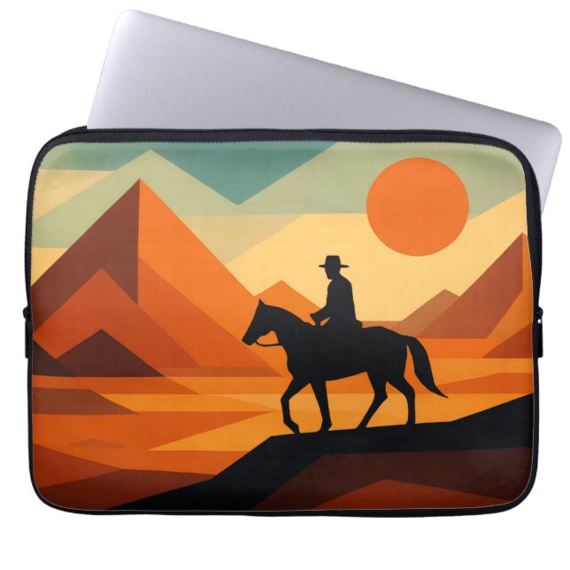 Capa Para Notebook Abstract Geometric - Modern Lone Rider Design (Frente)