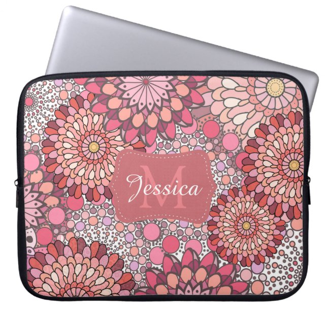 Capa Para Notebook Abstract Mandala Flowers Pattern Pink Personalised (Frente)