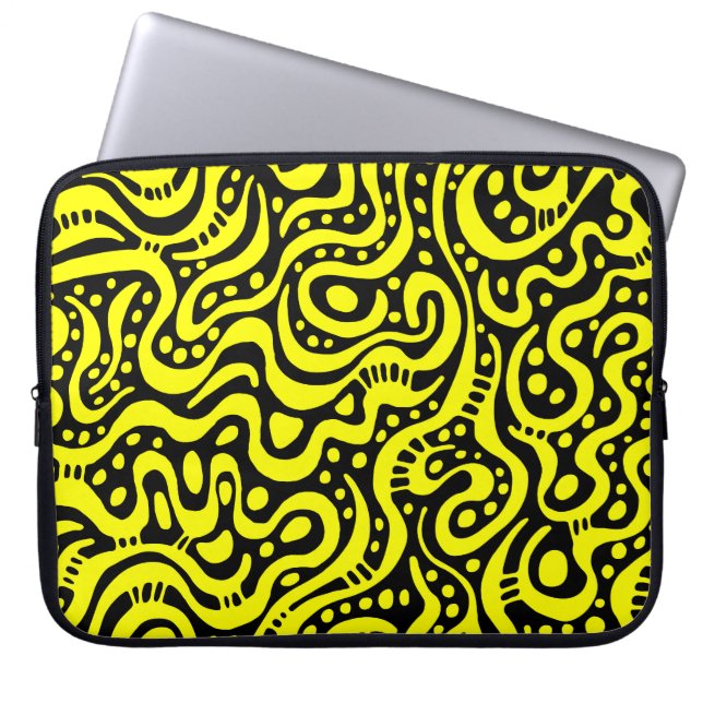 Capa Para Notebook Abstrato 041211 - Amarelo e branco (Frente)