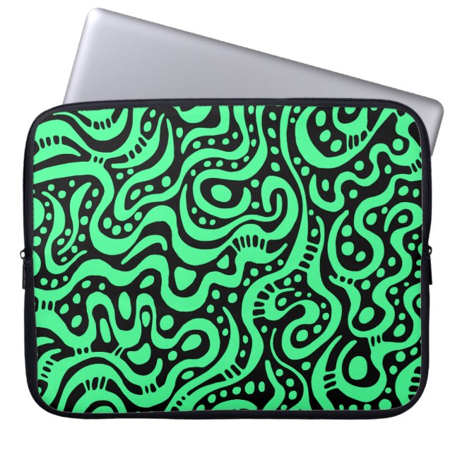Capa Para Notebook Abstrato 041211 - Mint Green on Black (Verde minús (Frente)