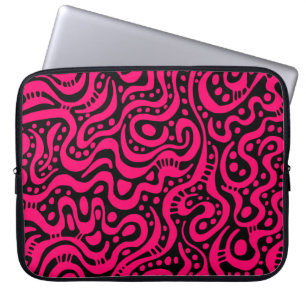 Capa Para Notebook Abstrato 041211 - Neon Red on Black (Vermelho neon
