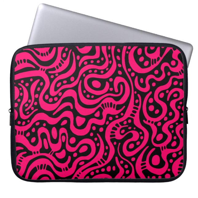 Capa Para Notebook Abstrato 041211 - Neon Red on Black (Vermelho neon (Frente)