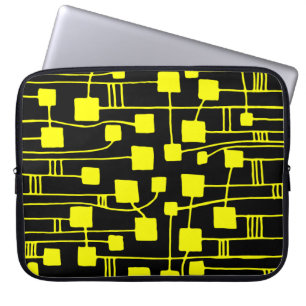 Capa Para Notebook Abstrato 111211 - Amarelo em preto