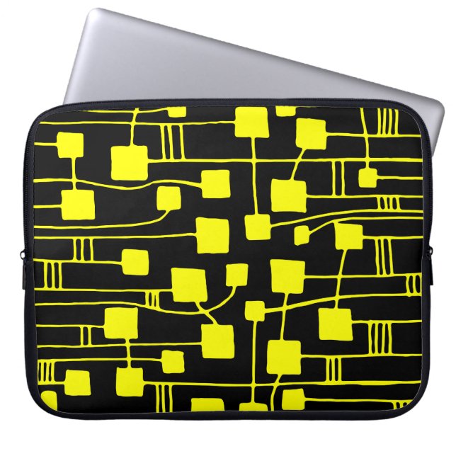 Capa Para Notebook Abstrato 111211 - Amarelo em preto (Frente)