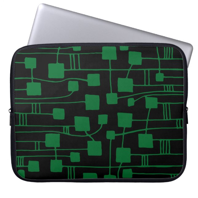 Capa Para Notebook Abstrato 111211 - Floresta Verde em Preto (Frente)