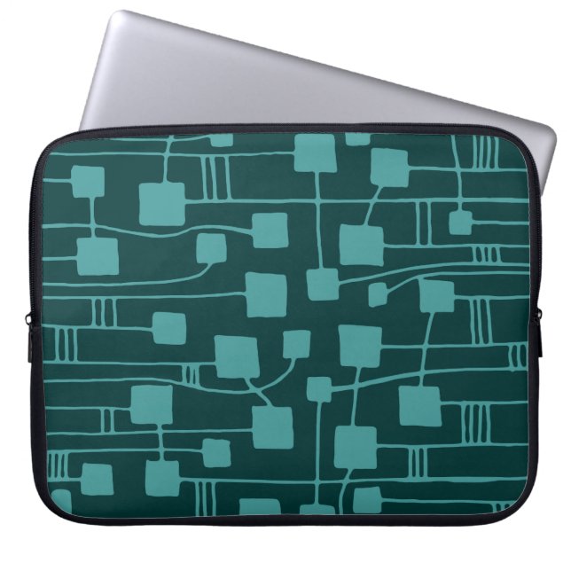Capa Para Notebook Abstrato 111211 - Ocean Green on Dk Green (Frente)