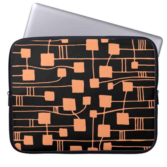 Capa Para Notebook Abstrato 111211 - Peach on Black (Pêssego preto) (Frente)