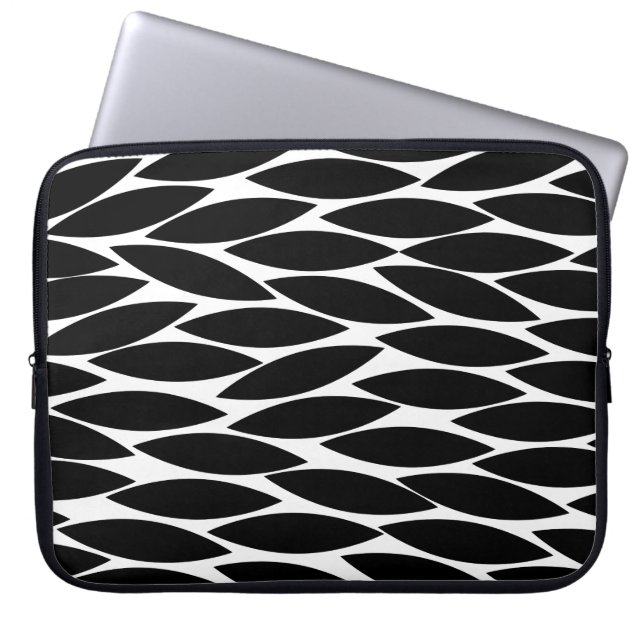 Capa Para Notebook Abstrato 250713 - Preto em branco (Frente)