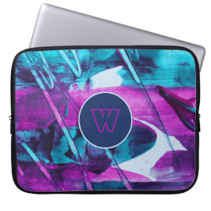Capa Para Notebook Abstrato Azul-Cor-de-Rosa Moderno Pincel Trave Mon