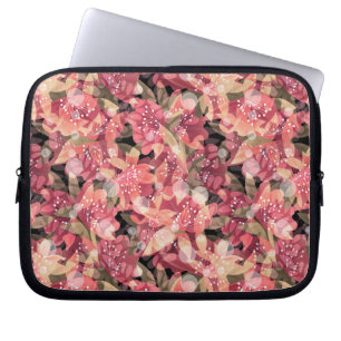 Capa Para Notebook Abstrato belas flores cor-de-rosa, design floral